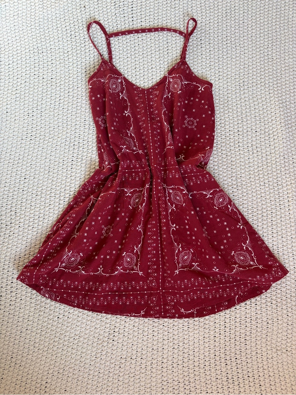 Madewell Burgundy Bandana Print Mini Dress | XXS